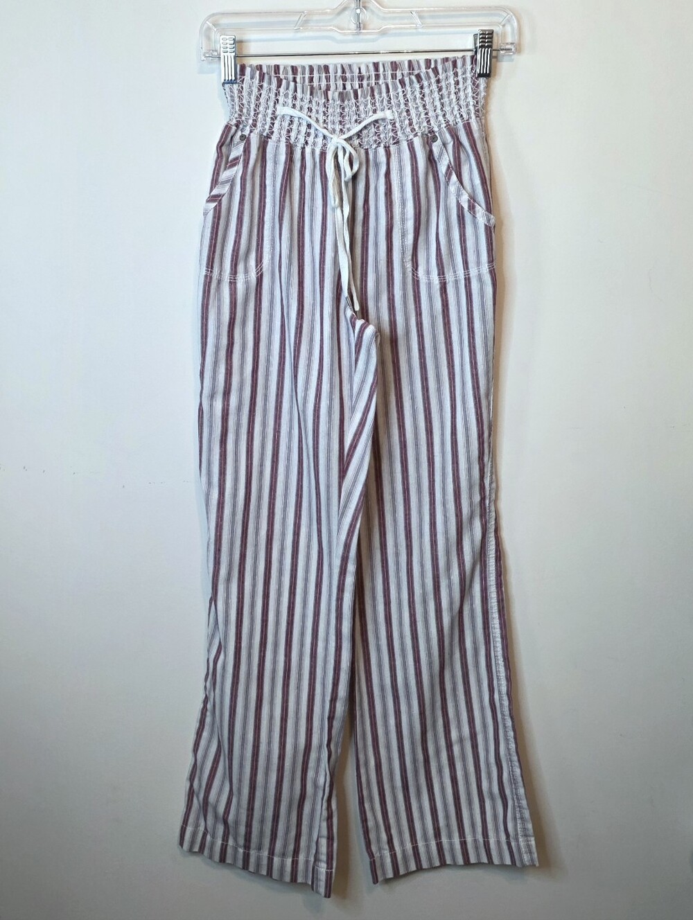 Ci Sono Linen Blend Striped Arizona Smocked Wide Leg Pants Size Small